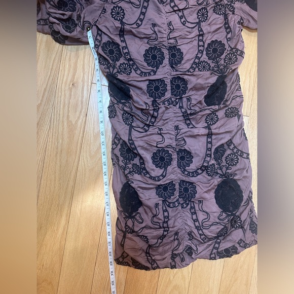 NWT Free People Elegant Black and Mauve Embroidered Floral Dress - Picture 13 of 15